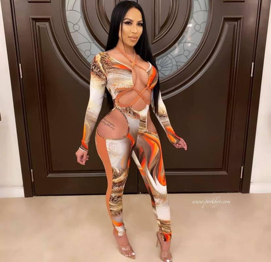 Woman plaid rompertight long